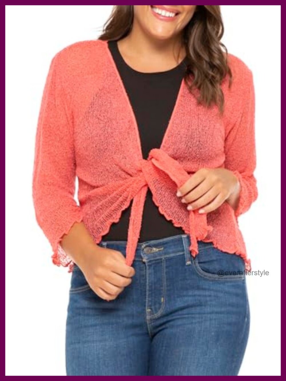 Plus Size Sheer Shrug Bolero Cardigan Tie-Front Lightweight Knit Arm Cover Layer
